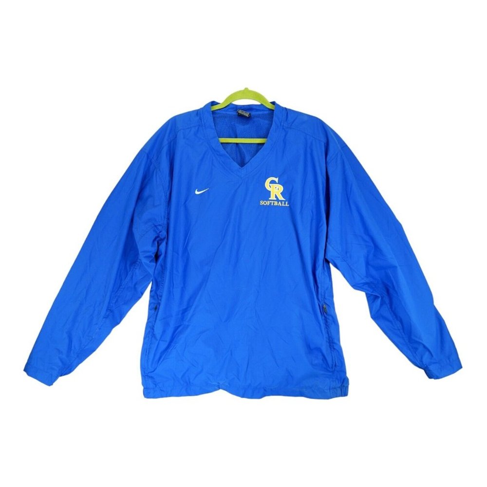 Nike Team CR Softball Pullover Windbreaker Jacket Mens Large Blue